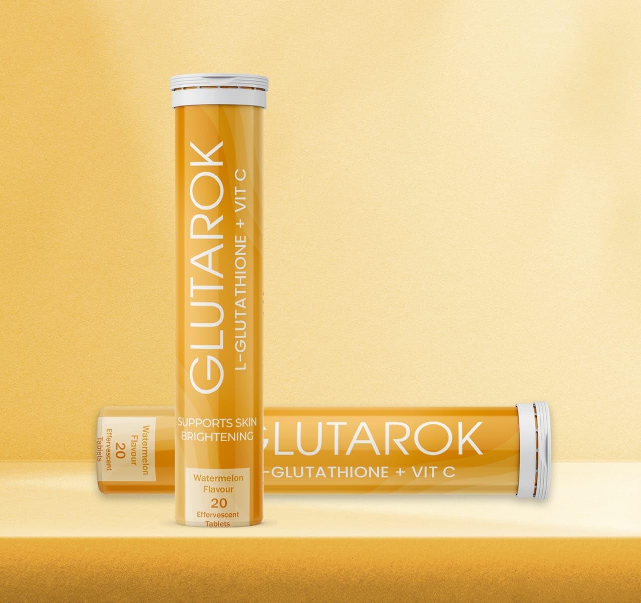 L-Glutathione Effervescent Tablets | Glutathione 500mg + Vitamin C for Skin Brightening, Anti-Pigmentation & Detox | Anti-Aging | Watermelon Flavour | 20 Tablets