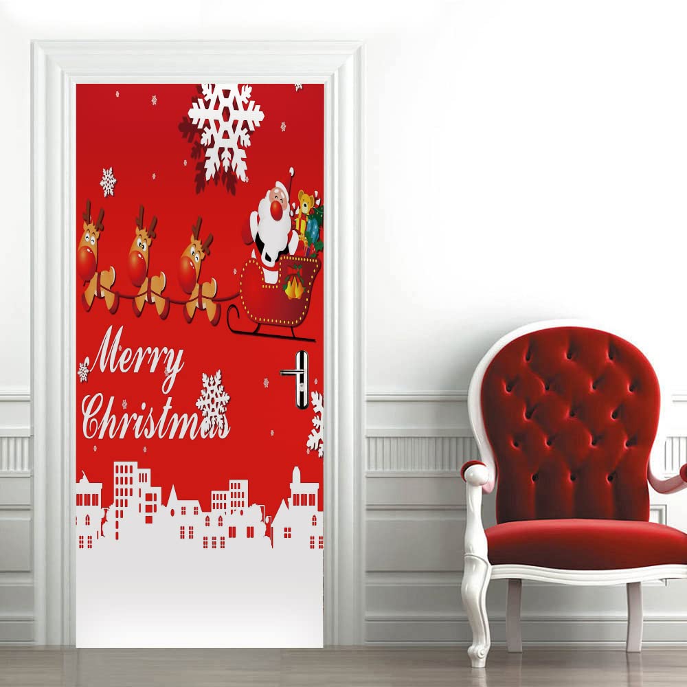 Sticker porte trompe l'oeil flocon de neige pour une ambiance de chambre cocooning