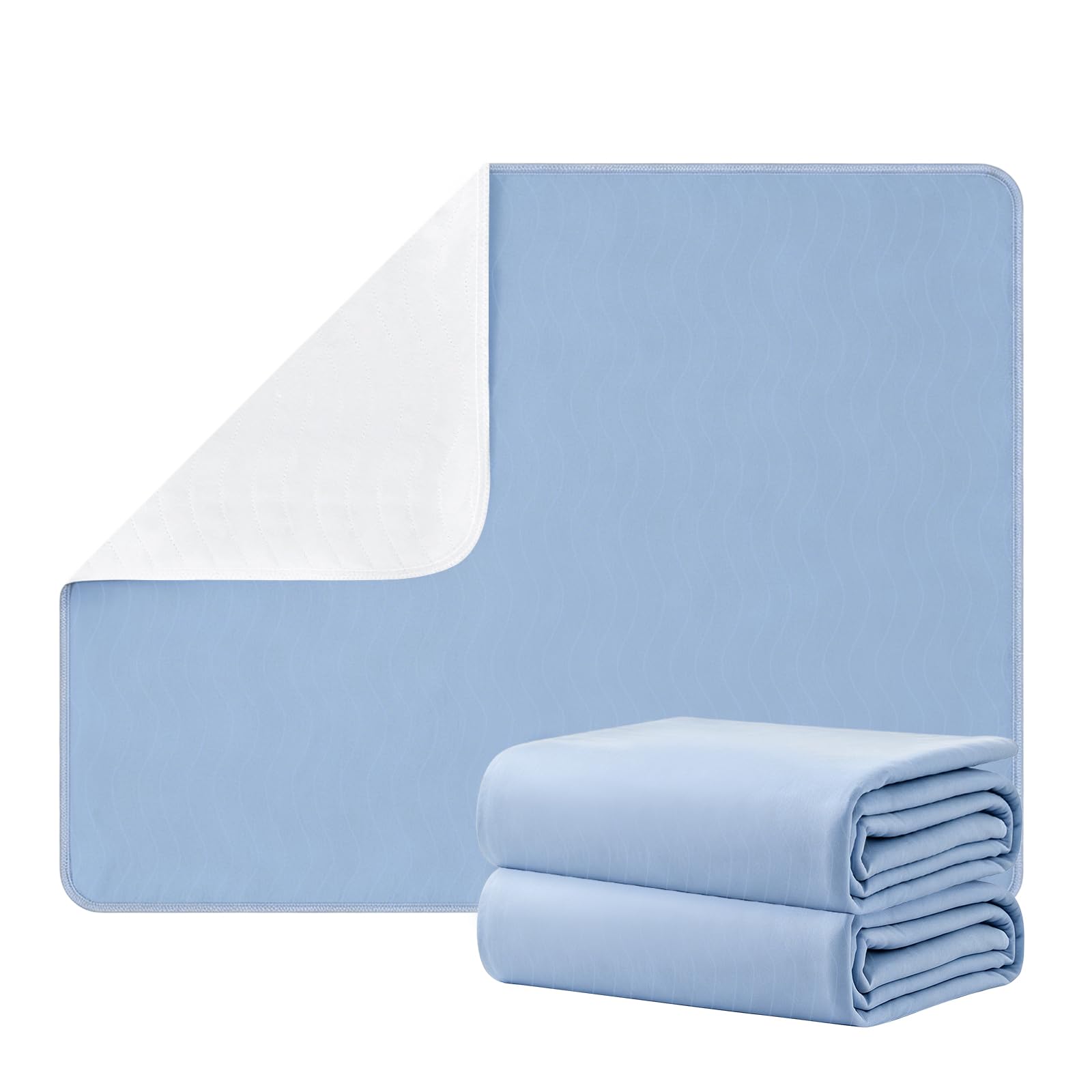 HAGOT 2 Pack Washable Waterproof Bed Pad, Non‑Slip Absorbent Mattress Protector, Reusable Incontinence Underpad For People and Pets, 75 x 90cm