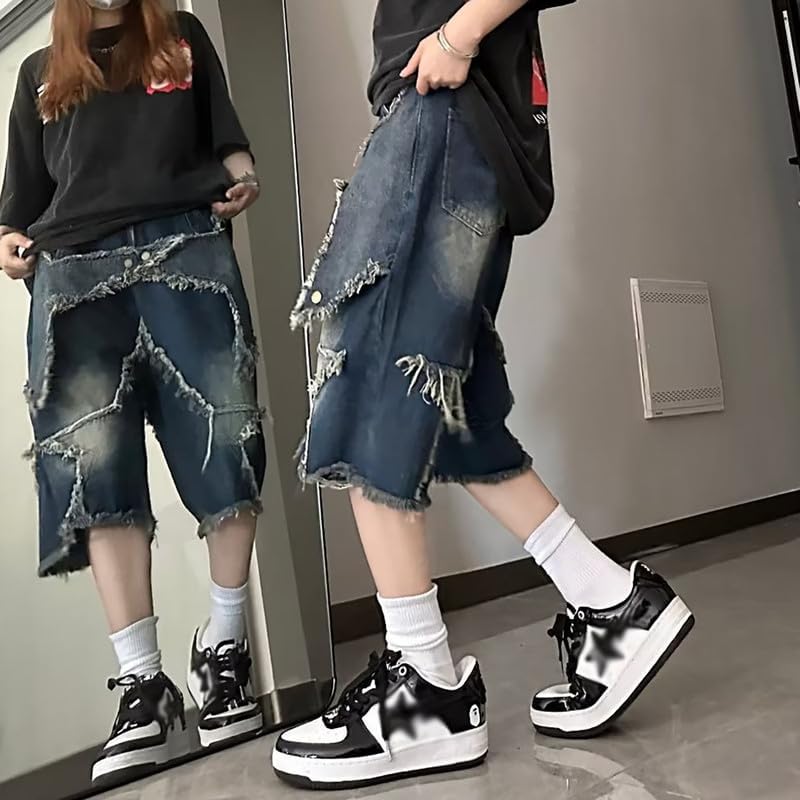 Y2K Baggy Jean Shorts for Women Men Denim Pants Star Y2k Jorts Girls Aesthetic Summer Clothing Grunge - Image 4