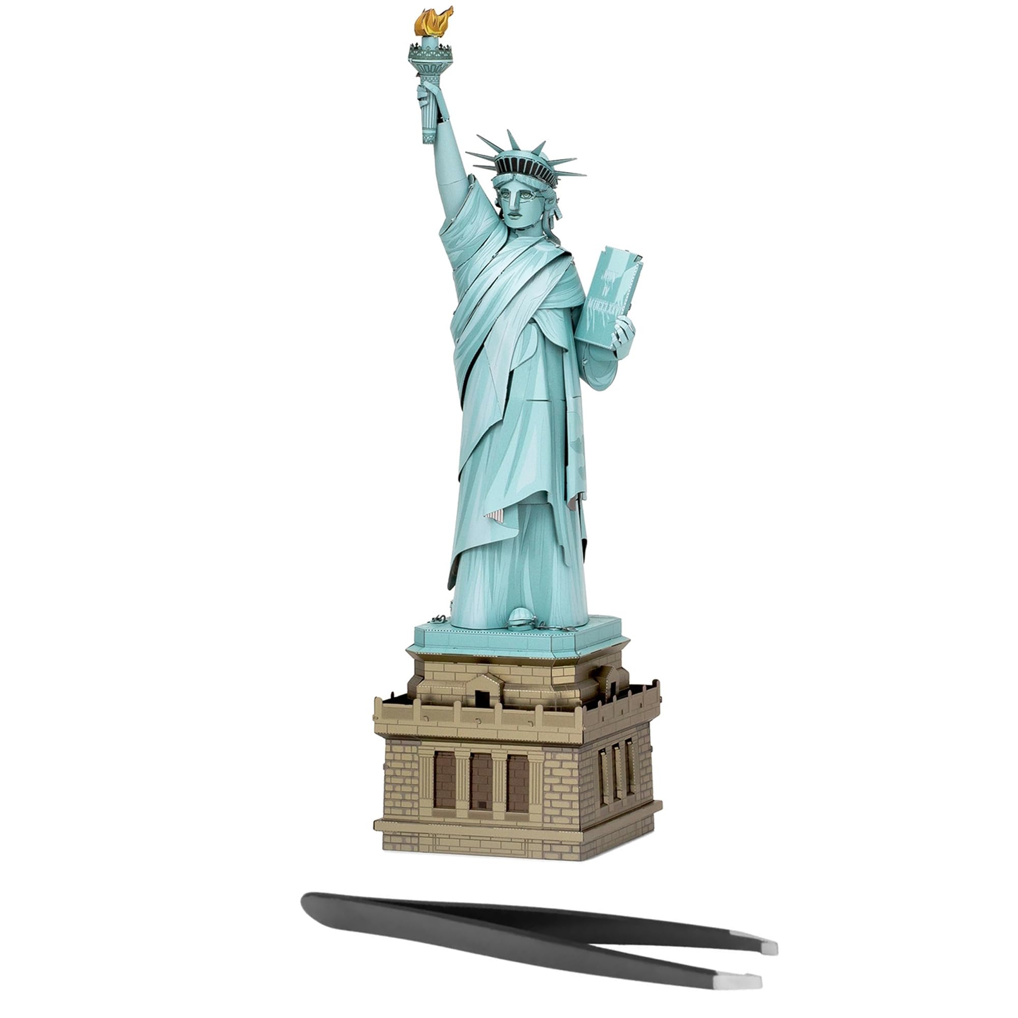 Fascinations Metal Earth Premium Series Statue of Liberty 3D Metal Model Kit Bundle with Tweezers