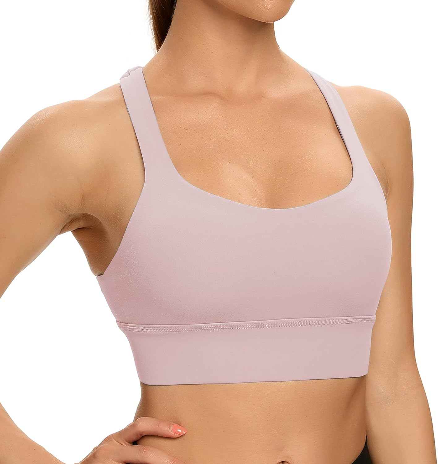 Lemedy Women Cross Back Sports Bra Fitness Yoga Strappy Longline Crop Tank Top - Image 3