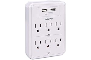 POWRUI Surge Protector, USB Wall Charger with 2 USB Charging Ports