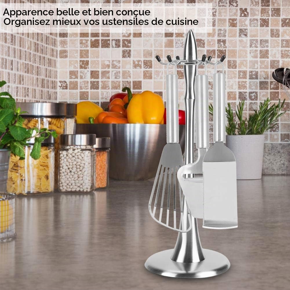 Support à cuillères de cuisine, Support D'ustensiles De Cuisine En Acier Inoxydable, Spatule Cuillère Cuillère Support De Rangement Rotatif, Pour Restaurant De Cuisine à Domicil