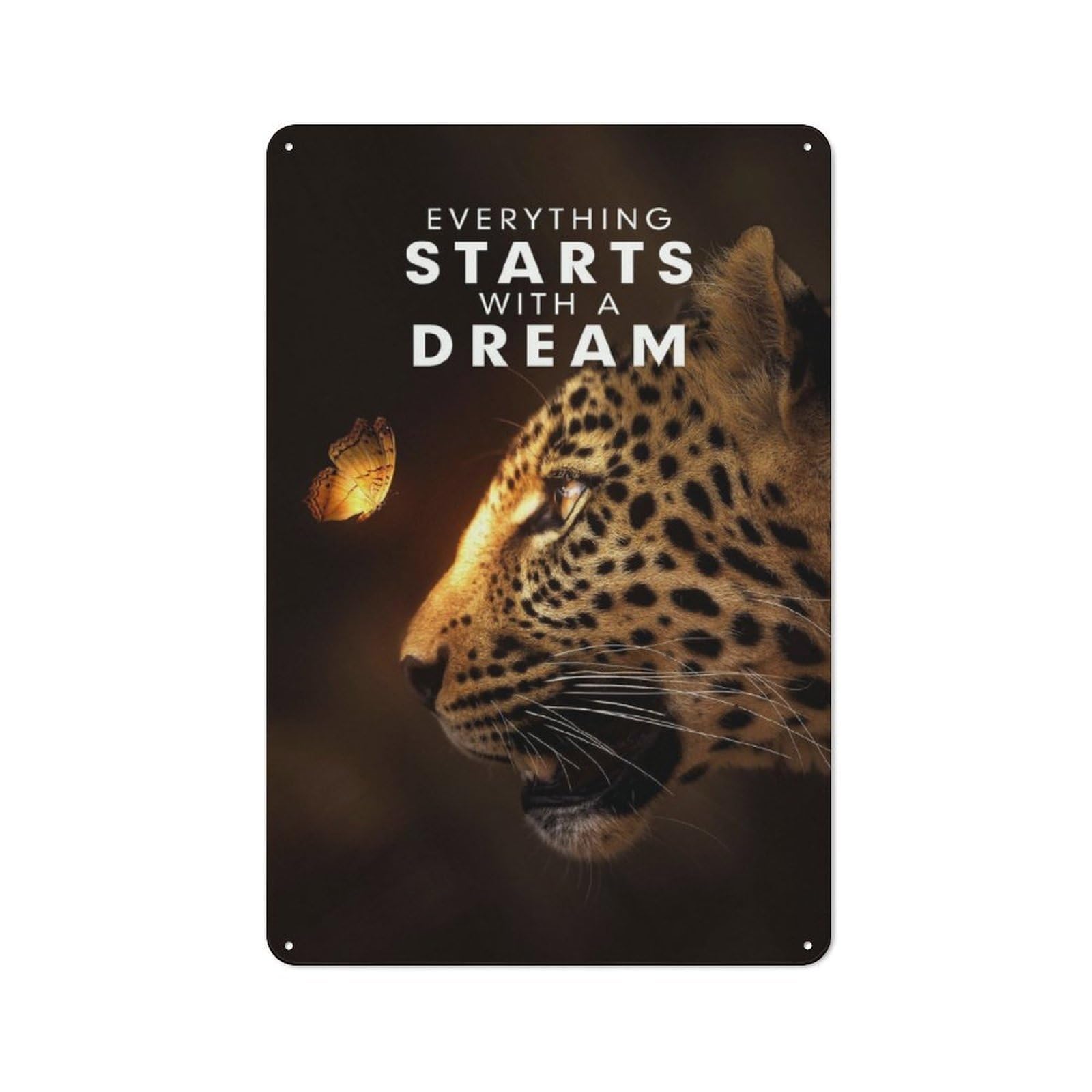 Classic Starts With A Dream Tin Sign 30x20cm, Classic Pub Decor for Cafe, Pub, Workshop Or Home Bar, Small Accent for Blank Walls