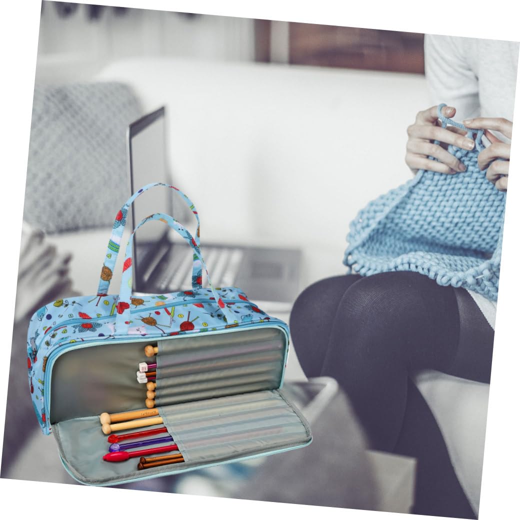 SHINEOFI Borsa Porta Gomitoli Grande Capacità Oxford Resistente ai Graffi Manico, Multi-scomparti e Tasche, per Organizzare Accessori per Uncinetto a Casa