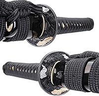 Vista 2 de siwode Katana hecha a mano de espiga completa, afilada, aleación Tsuba japonesa samurái, acero de alto carbono 1060, T10 1095, 40 pulgadas
