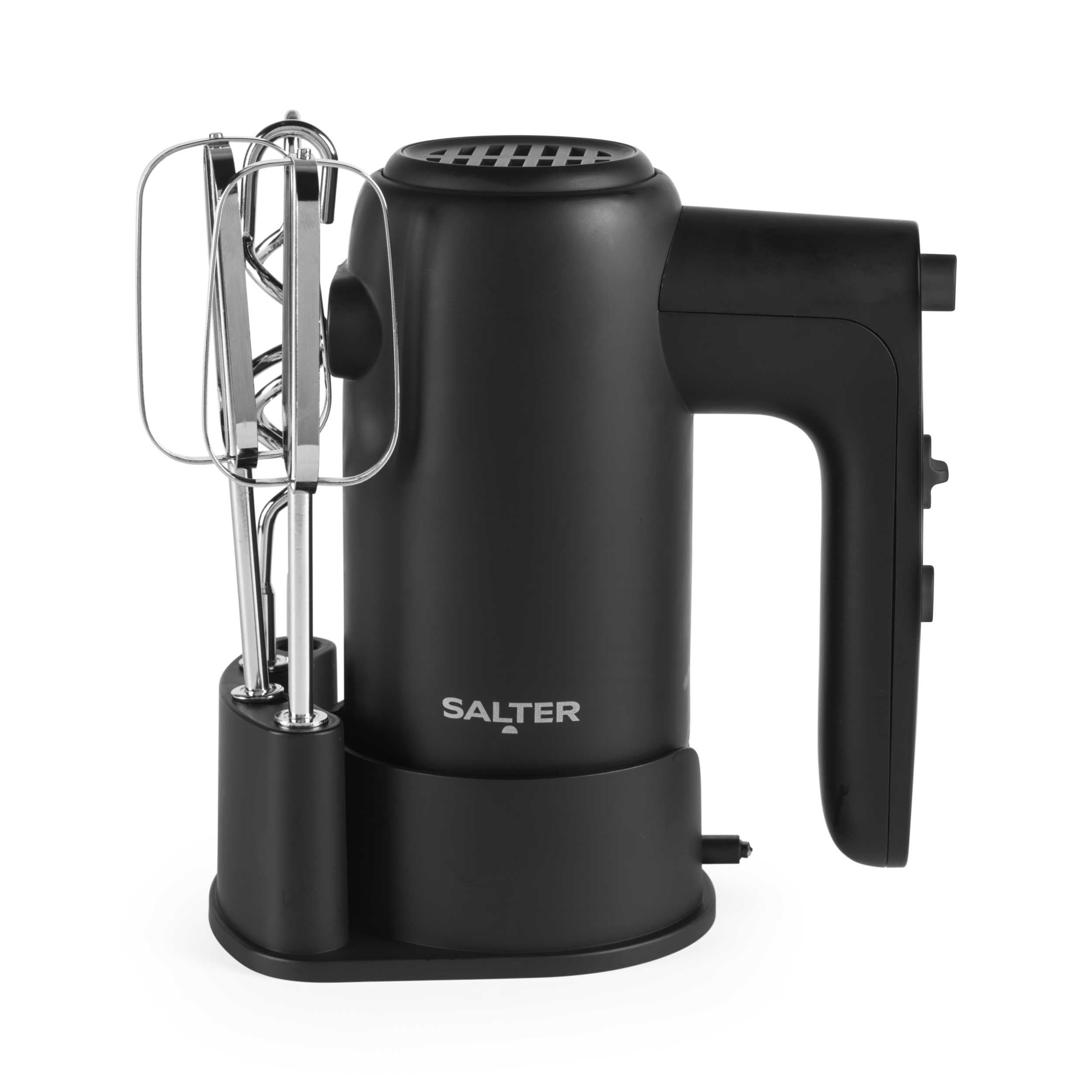 Salter Kuro black electric hand mixer with mixing attachments