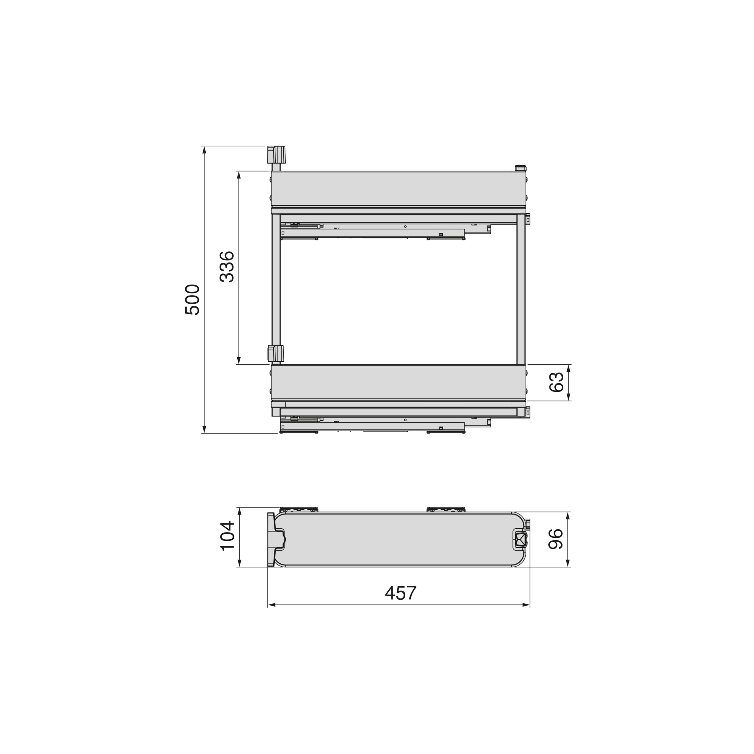 Emuca - Portabottiglie laterale estraibile Harmony con chiusura soft, modulo 150mm, altezza 700mm, Acciaio e Legno, Grigio antracite