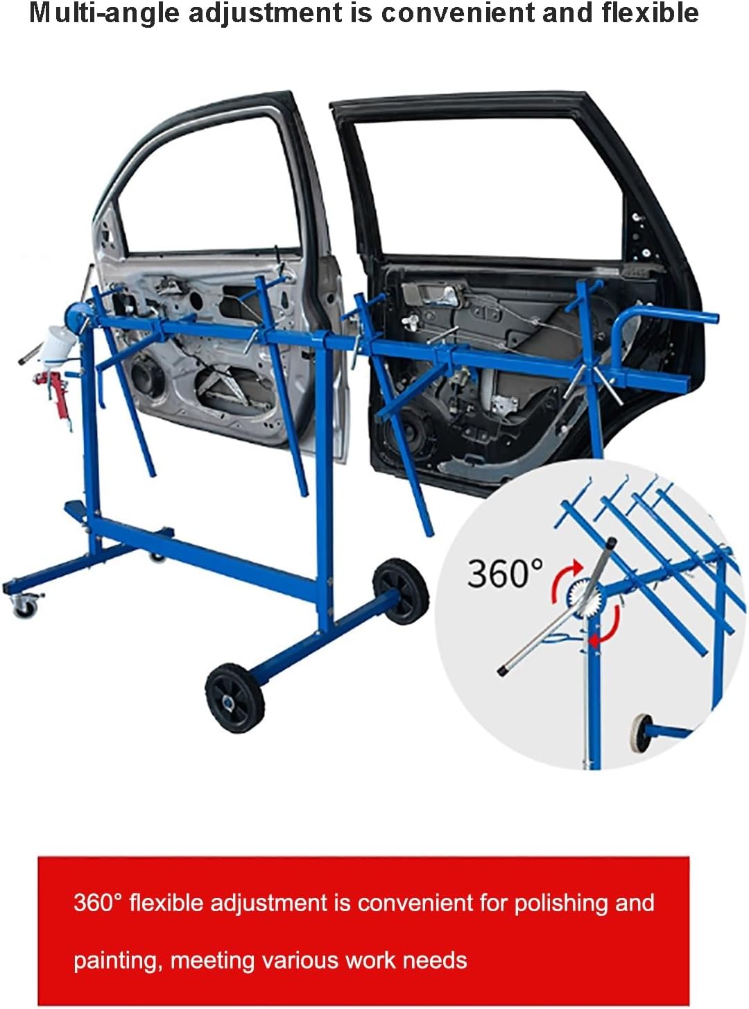 Multifunctional Auto Parts Spray Paint Stand,Adjustable Car Painting Tree,6 Hooks Car Body Paint Repair Work Stand