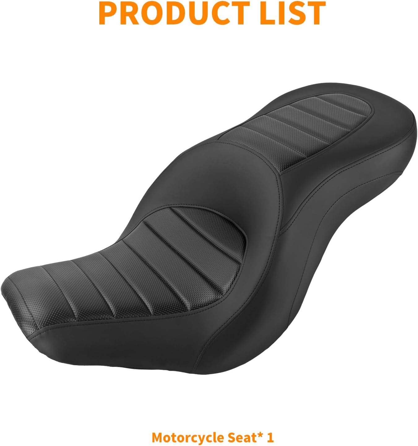 One-Piece Rider Passenger Seat Fit for Harley Softail Sport Glide FLSB Low Rider FXLR FXLRS FXLRST 2018-2024 Black Leather Cushion with Striped Stitching