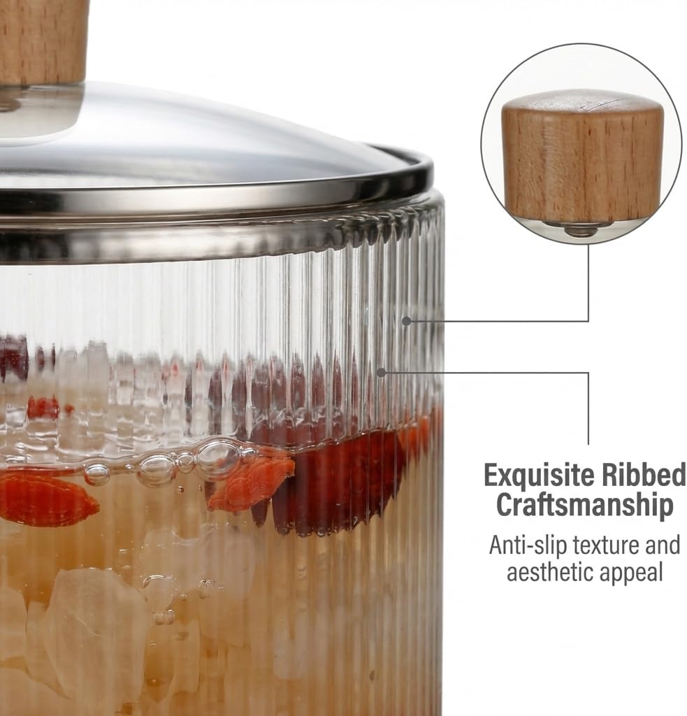 Glass Pots for Cooking on Stove, 1.9L/64oz Clear Glass Simmer Pot with Lid, Heat-Resistant Borosilicate Glass Cookware for Cooking, Soup, Milk, Tea.