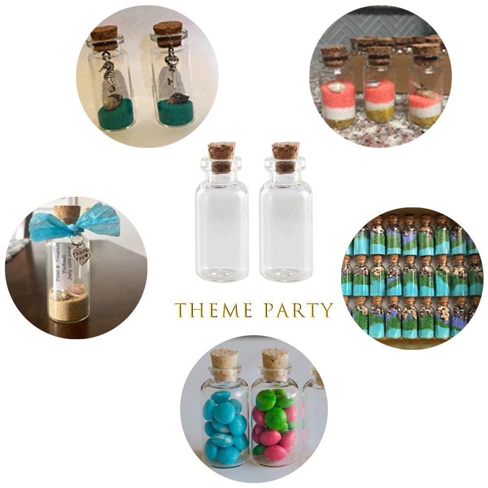 50 Mini Bottiglie Di Vetro Con Tappo In Sughero - Set Per Decorazione Con Corda E Imbuti - Foto 2