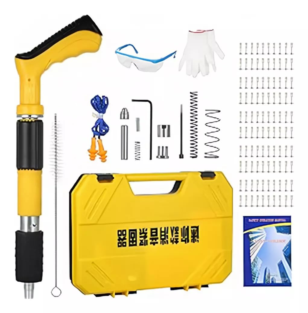 Portable Nail Gun With 100 Nails, Manual Steel Nail Fixing Tool, Home DIY Concrete Nail Gun Kit, Brick Wall, Hollow Foam Bricks, Black-picture-58