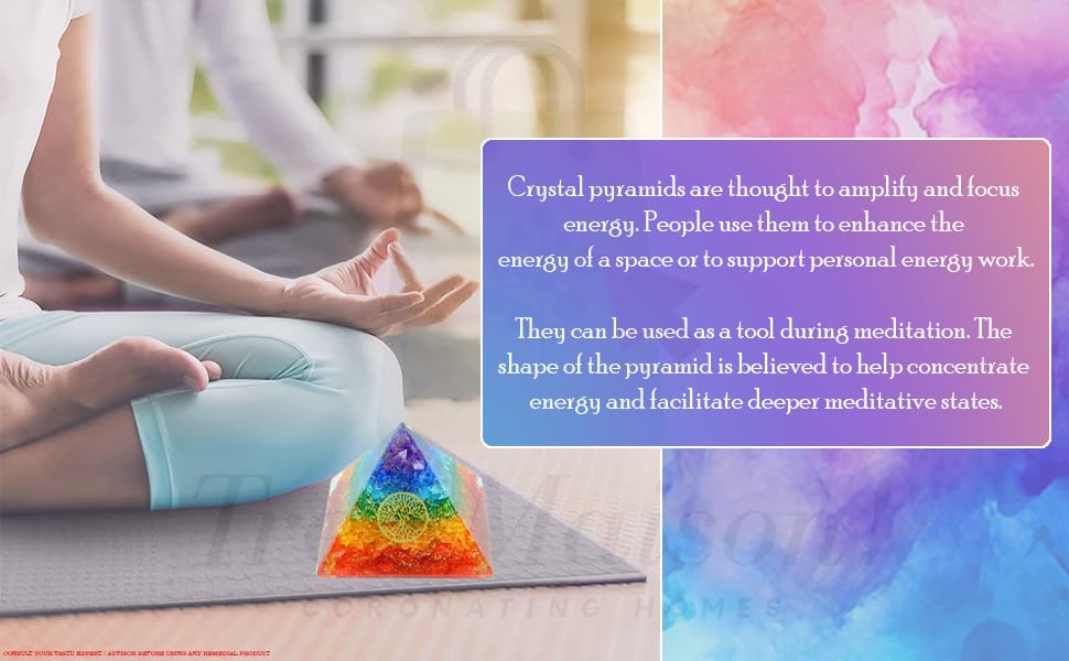 Image of 7 Chakra Orgone Tree Pyramid | 2 Inch | Crystal Healing Energy Generator | Reiki Meditation Pyramid | Vastu & Feng Shui Pyramid | Decorative Home & Office Gift