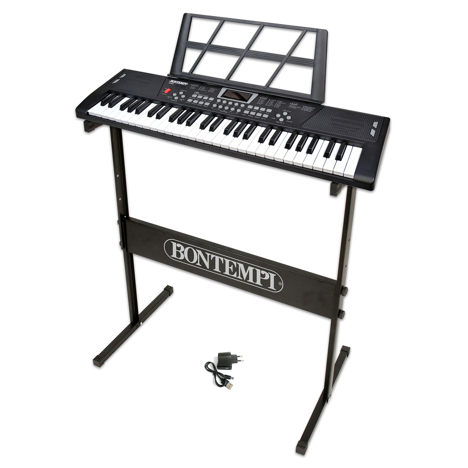 BONTEMPI - HarmonyLegs Digitales Keyboard mit 54 Tasten, mit Tastaturständerbeinen und Leuchttasten, Intuitives Design und Überlegener Klang für Spaß und Lernen