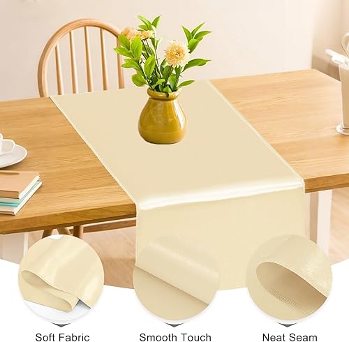 Miniatura 2 de OQSC Paquete de 10 Caminos de Mesa de Satén de 12 x 108 Pulgadas de Largo, Camino de Mesa de Seda Satinada para Bodas, Fiestas de Cumpleaños y