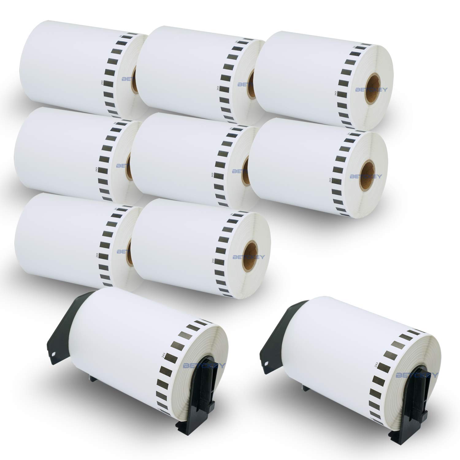 BETCKEY 10 Rollos DK-22243 Etiquetas Adhesivas 102mm x 30.48m para Brother QL Impresoras