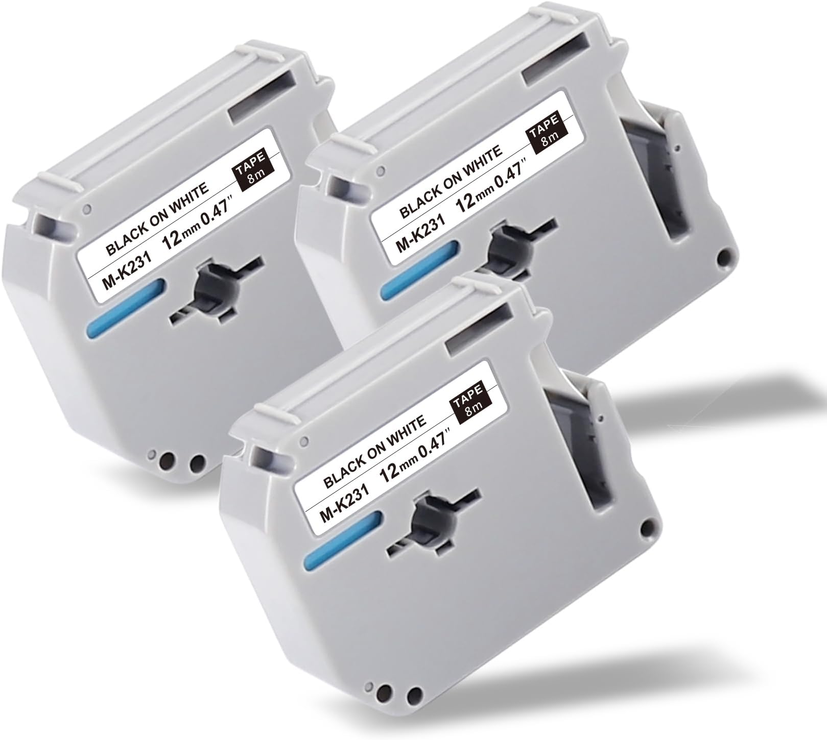 UNOKA Compatible for Brother PTouch M Tape 12mm M-K231s M-K231 MK231 M231 Black on White 12mm x 8m for Brother P Touch PT-M95 PT-65 PT-90 PT70 PT-85 PT-80 PT-55 PT-70, 3-Pack