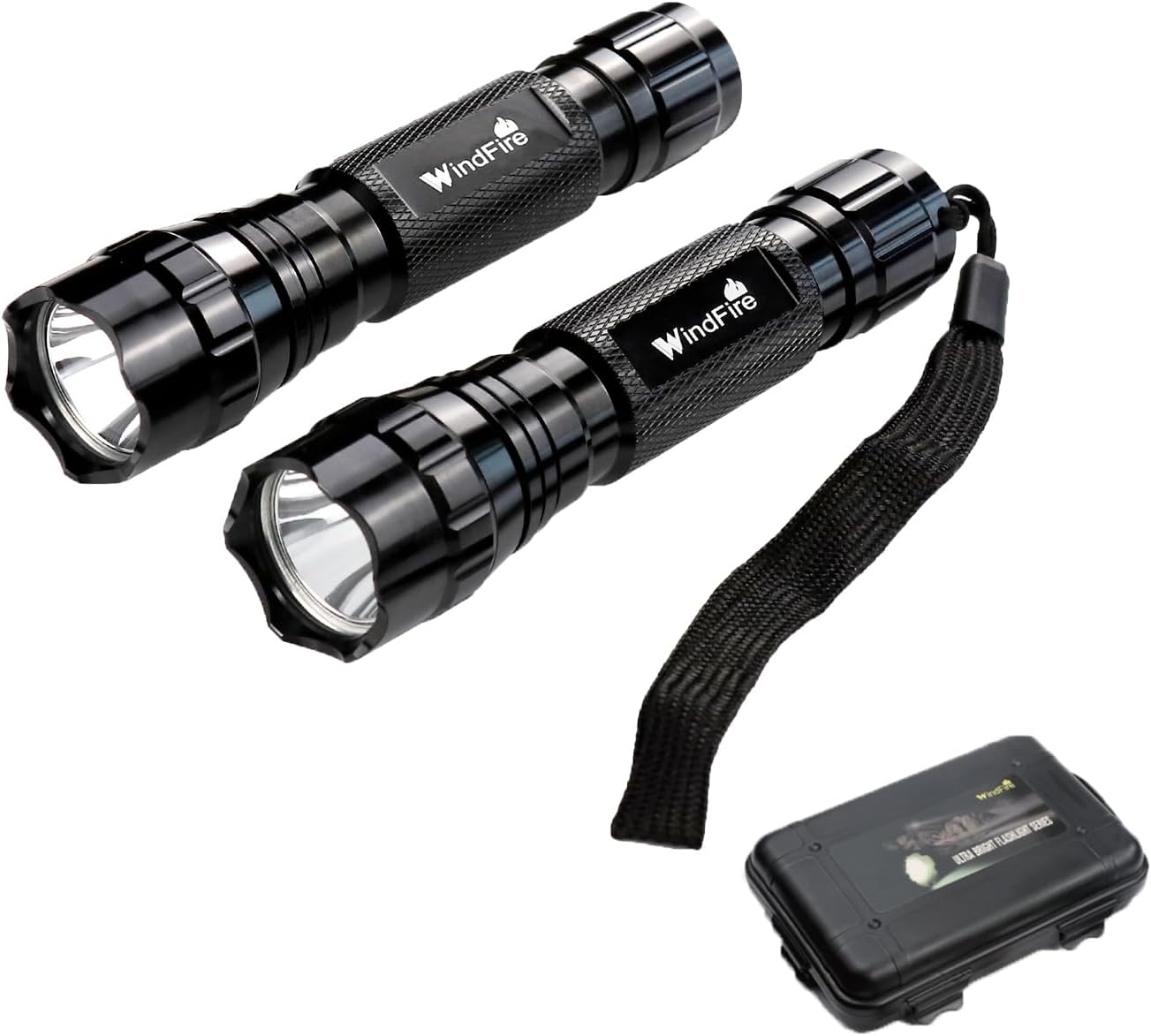 WINDFIRE 2 Pack LED Flashlight Single Mode, Super Bright Tactical Flashlights, Small Portable Water Resistant Handheld Flash Lights for Camping, Hiking, Emergency (Not Including Battery)