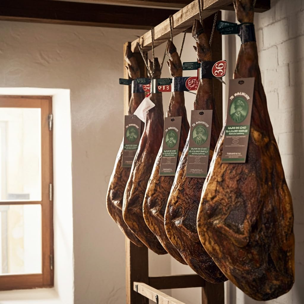 Jamón ibérico 7B PREMIUM | Jamón de Cebo 50% Raza Ibérica Pata Negra Ibérico español con 36 Meses de Curado Natural