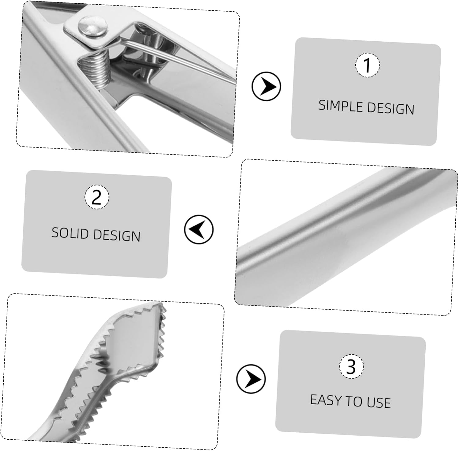 VOSAREA 304 Stainless Steel Ice Clip Tooth Mirrored Surface Food Tongs for Serving Spring-Loaded Kitchen Utensil for Ice Buckets and Appetizers