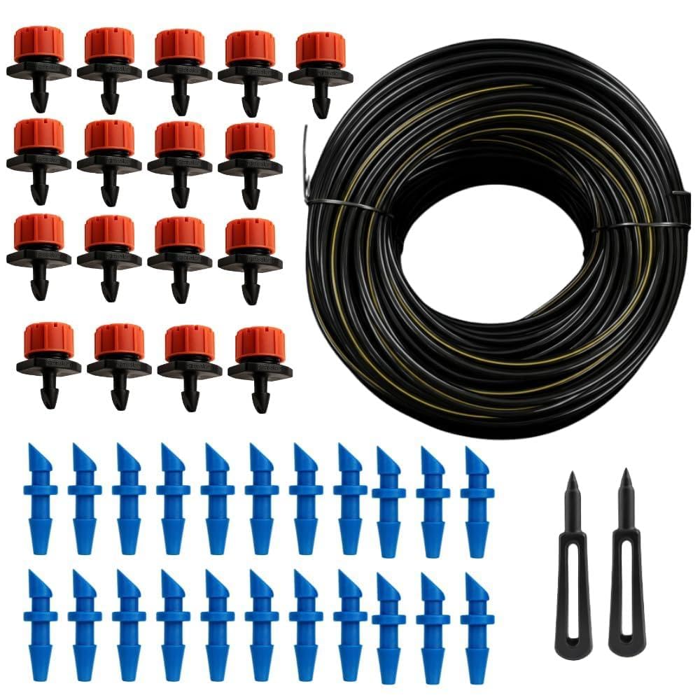 Grassland™ 4mm Micro Tube feeder line pipe Pin Connectors Punch Tool Dripper Sprinklers 1/4 Inch Emitters Drip irrigation kits accessories lateral fitting (50m+100pin+50Reddriper+2punch)-picture-21