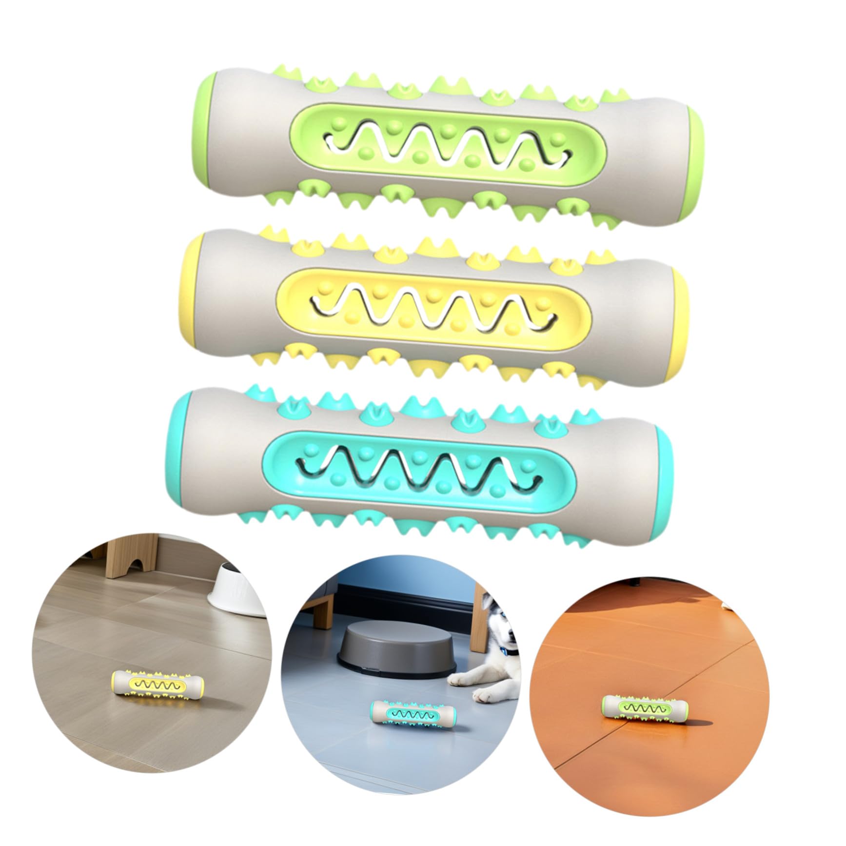 COLLBATH 3pièces Jouet à Mâcher pour Chien Lot de Brosse à Dents TPR De Jeu pour Chiot Outil De Soins pour Animaux De Compagnie Design Dentelé