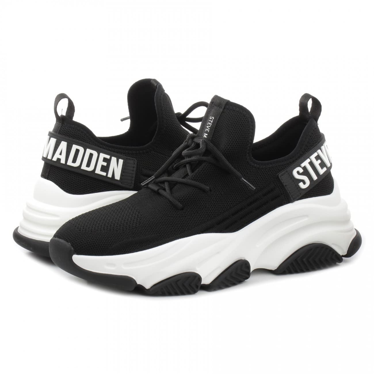 Steve Madden PROT04S1 nero scarpe donna sneakers tessuto slip on zeppa
