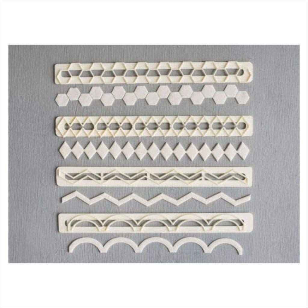 Cake Decor 4 Pc Geometric Borders Tappet Cutter Plastic Fondant Cutter Gumpaste Cutter