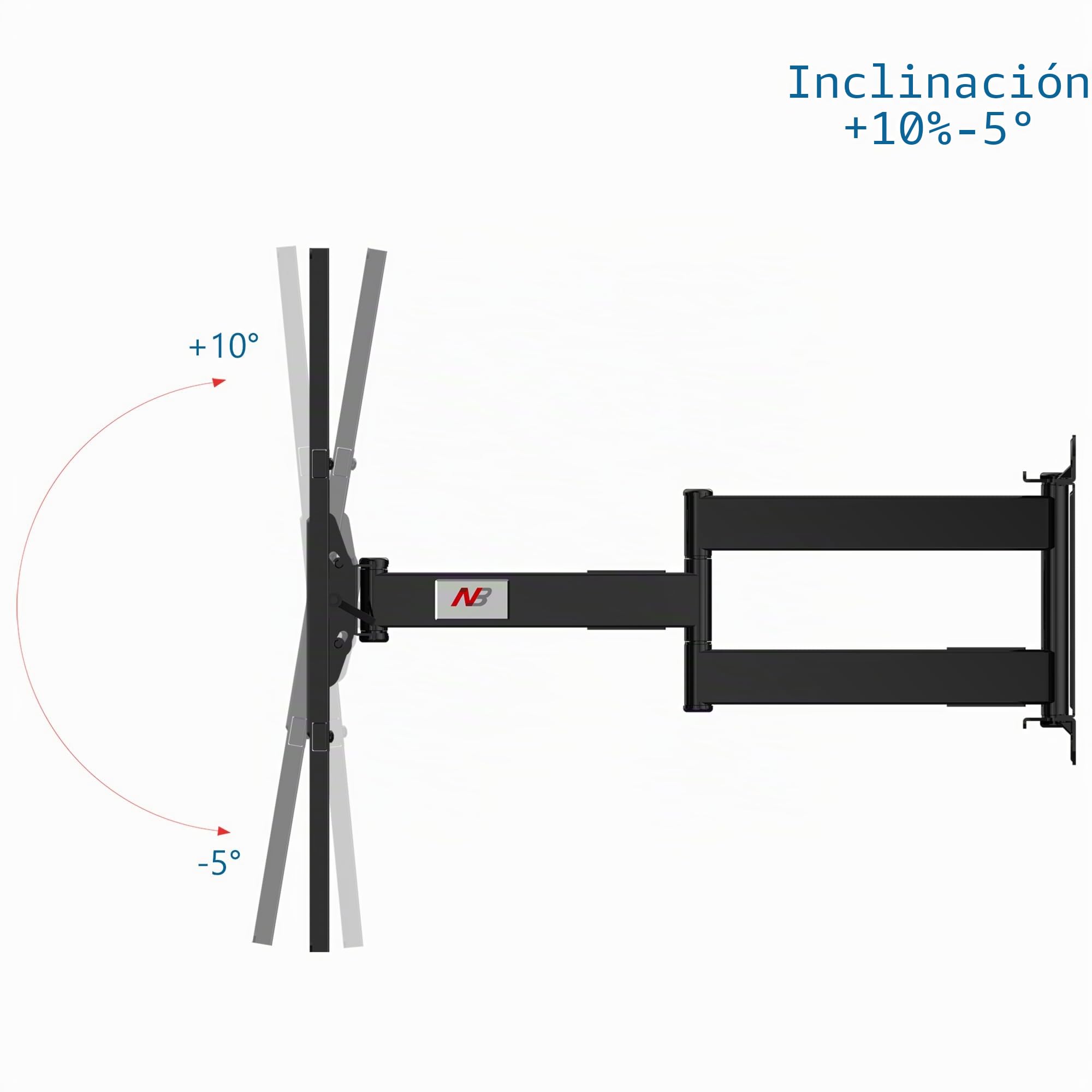 NB North Bayou SP5 Soporte de TV Pared para 75-110 Pulgadas, Carga hasta 91 kg | Doble Brazos Articulados | VESA 400x400-800x600 mm