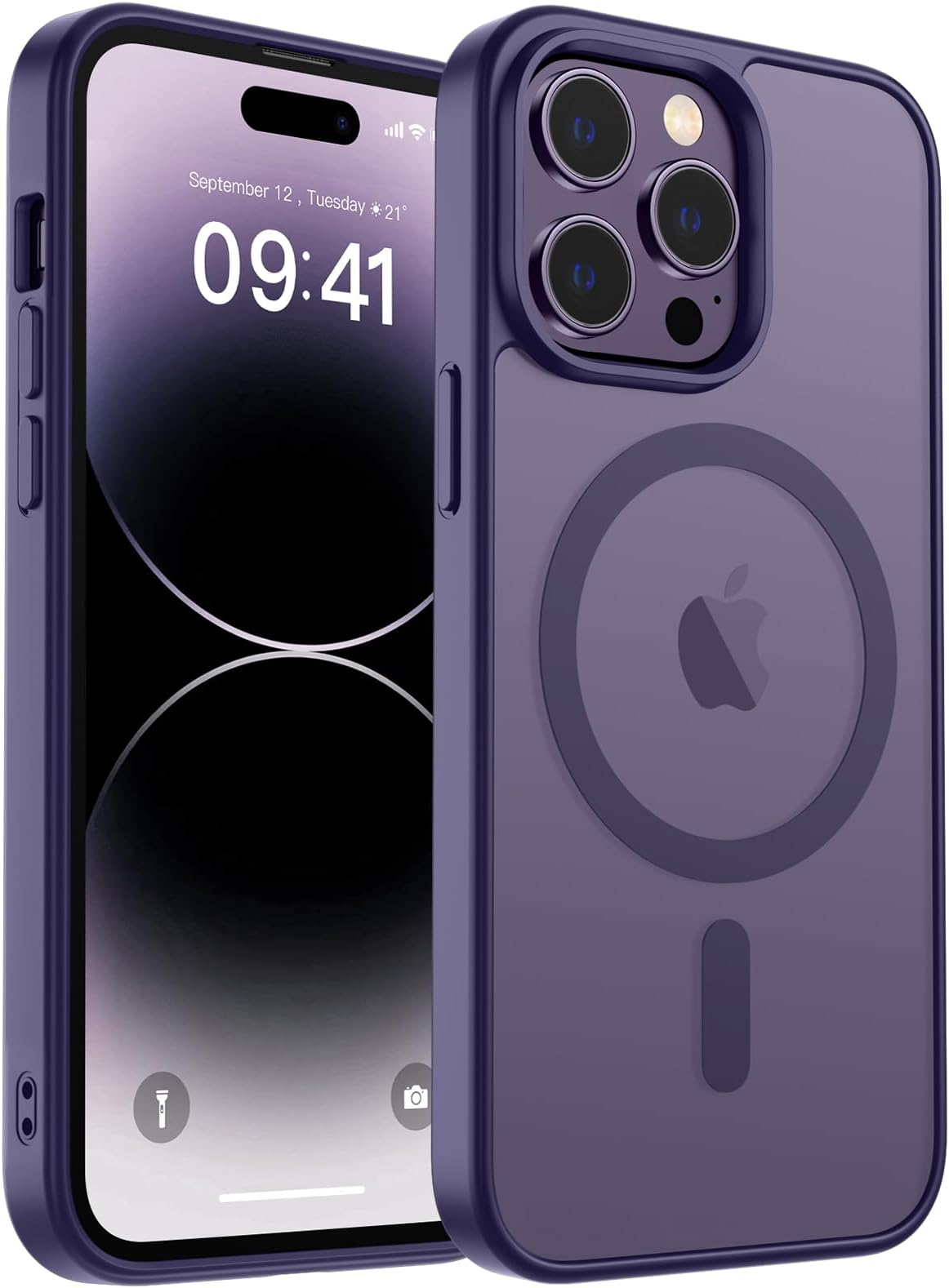 zapica Magnetic for iPhone 14 Pro Max Case, [Compatible with MagSafe] [Military Grade Drop Protection] Translucent Matte Shockproof Anti-Scratch Phone Cover, Dark Purple