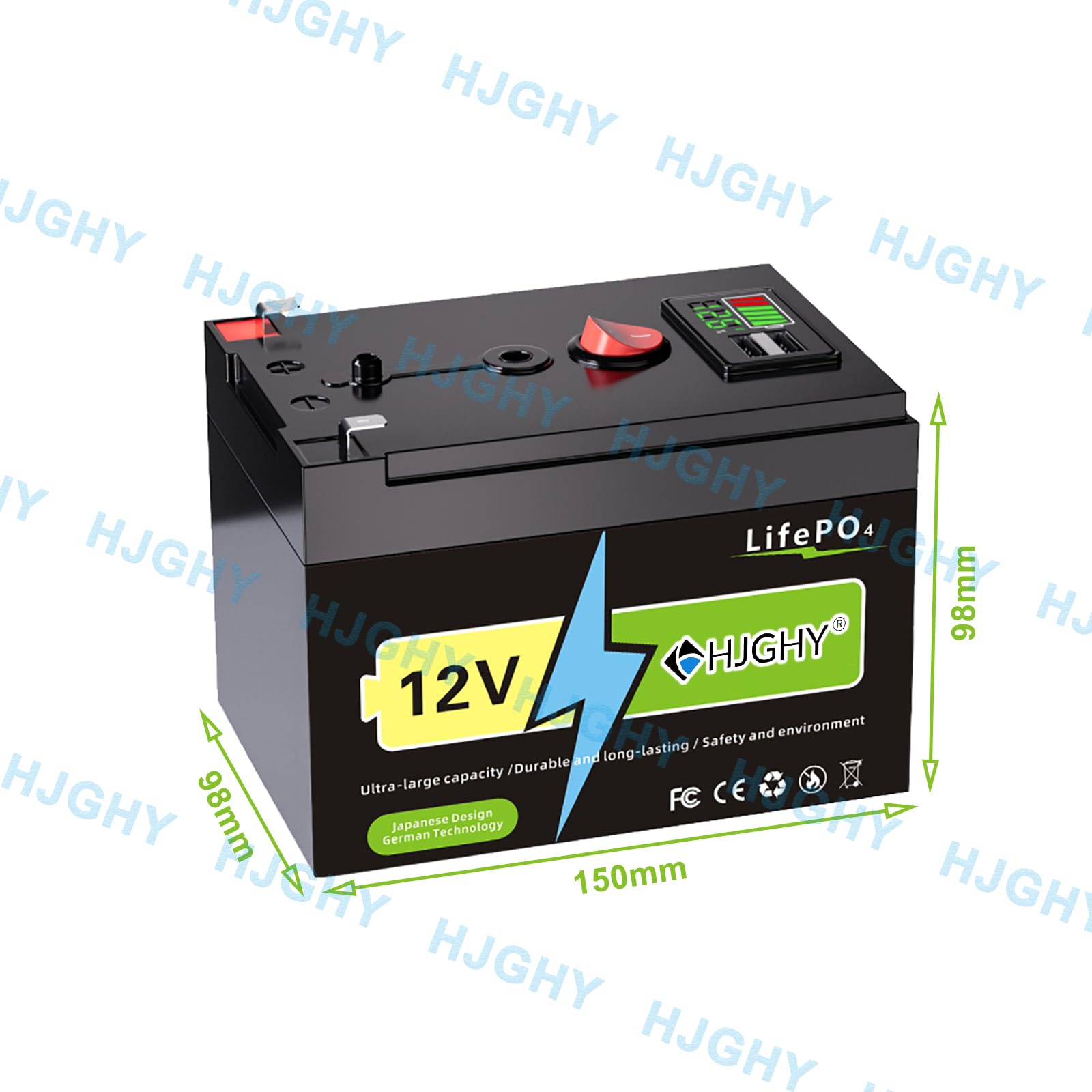 Akumulator LiFePO4 12,6V o pojemności 2Ah, 4Ah, 6Ah, 8Ah, 10Ah, 12Ah, 15Ah, przenośny akumulator zewnętrzny 12,6V z portem USB do zastosowań poza siecią energetyczną.