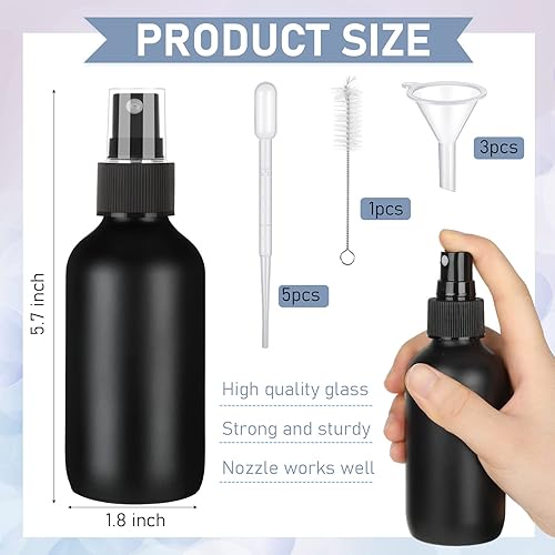 Miniatura 8 de Nuogo 50 mini botellas de vidrio a granel, botellas de vidrio de niebla fina de 4 onzas con cuentagotas de embudo y cepillo de limpieza, recargables
