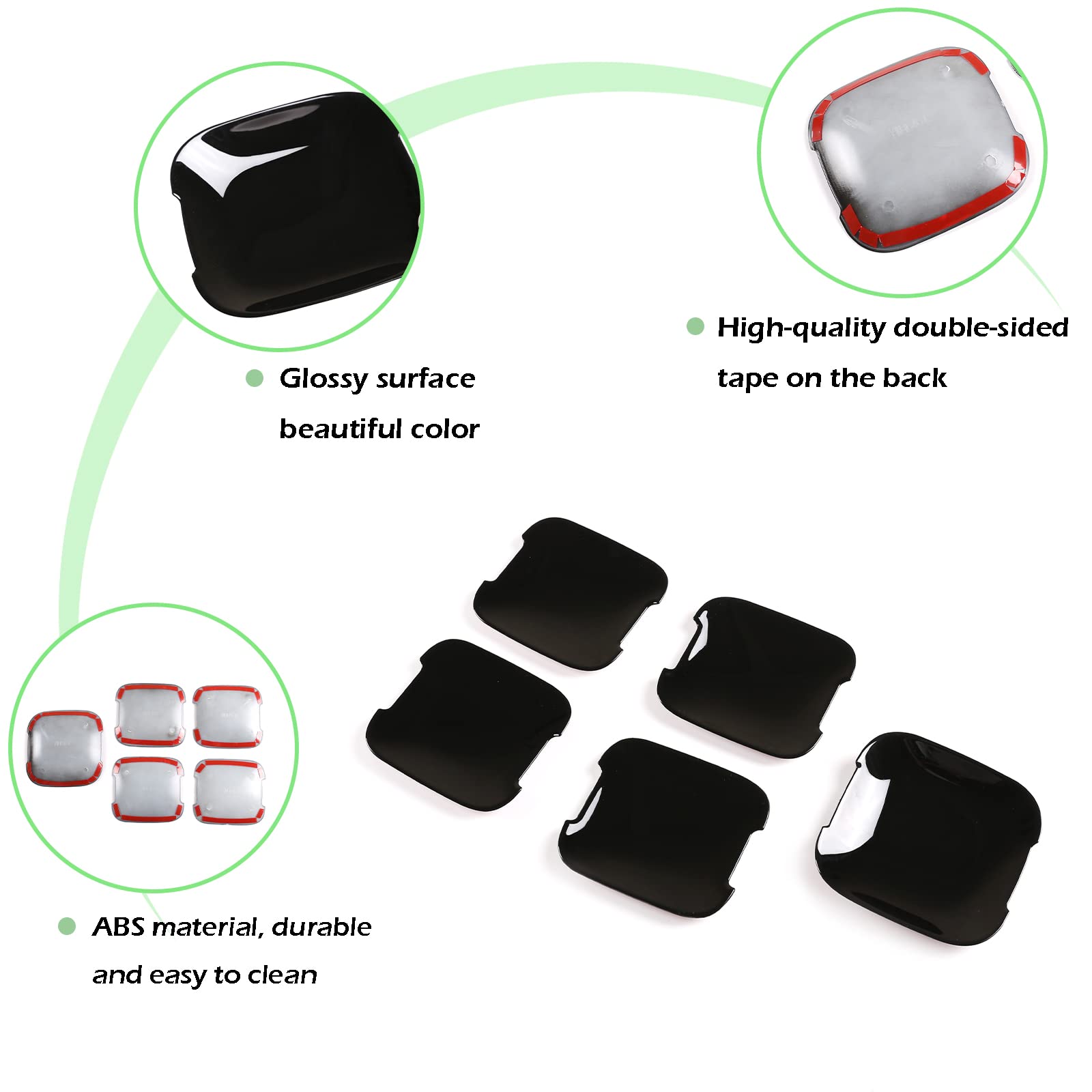 5x Türgriff-Cup Cover Kratzschutz Für Land Rover Defender 110/130 2020–2023 – ABS, Hellschwarz, Selbstklebend 5x Türgriff-Cup Cover Kratzschutz Für Land Rover Defender 110/130 2020–2023 – ABS, Hellschwarz, Selbstklebend