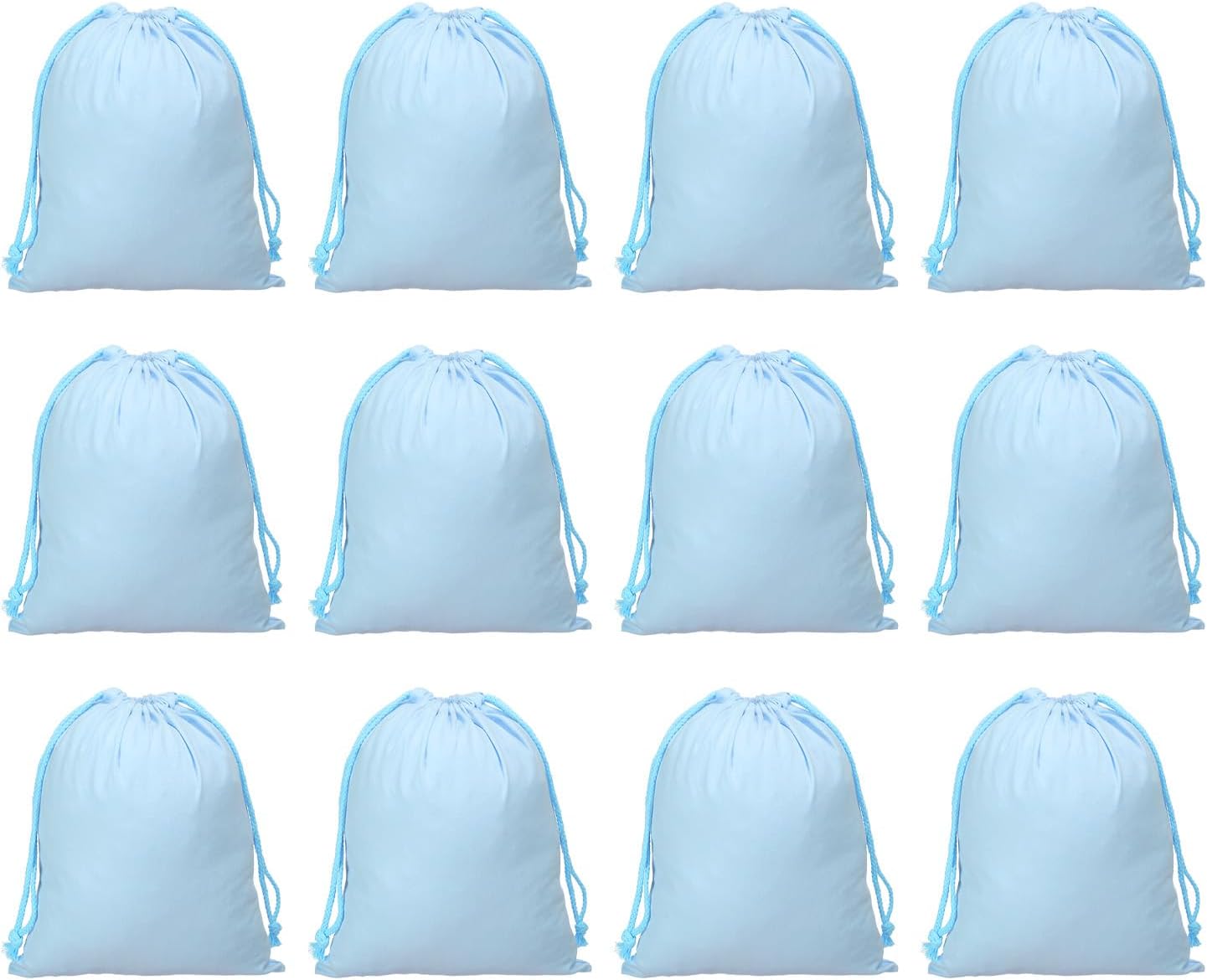 PATIKIL Cotton Reusable Drawstring Bags, 7x10 Inch 12 Pack Multipurpose Washable Cotton Dust Bags, Luggage Organizer, Travel Essentials Storage Pouch, Light Blue