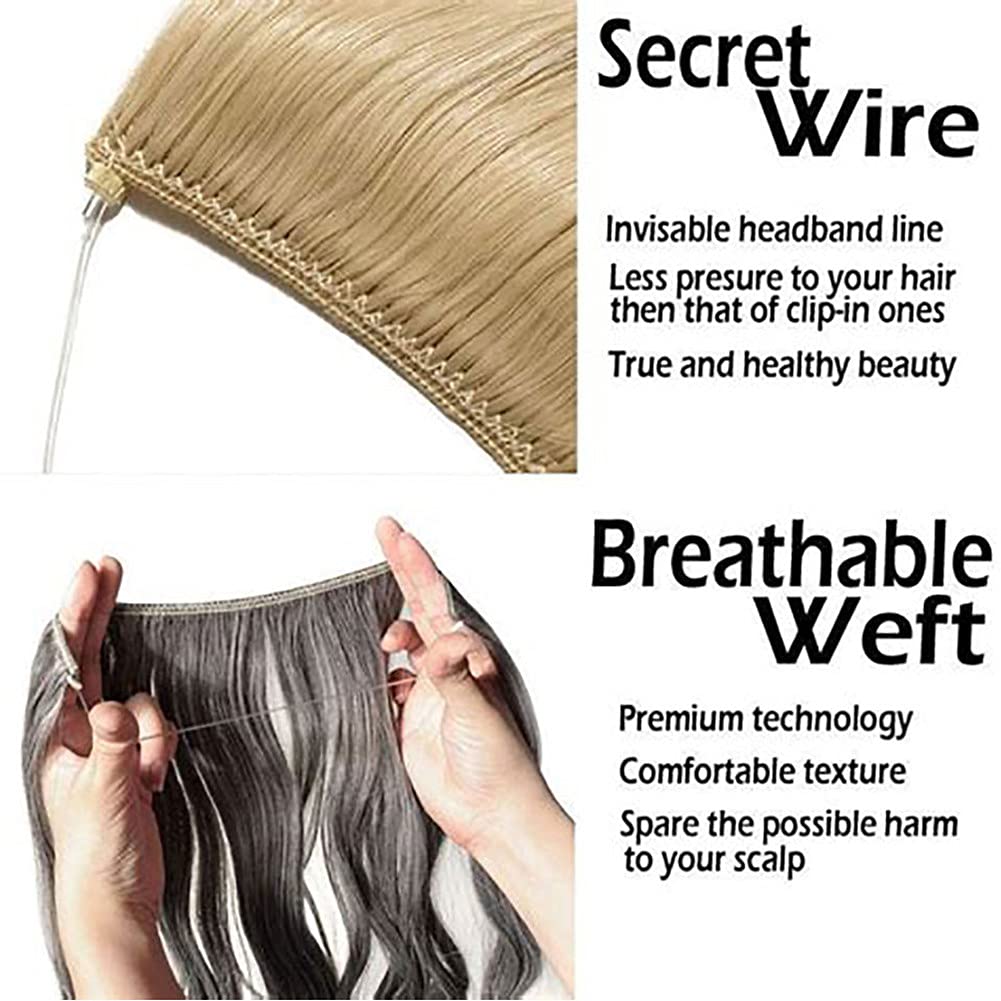 RemeeHi Micro Hair Extensions Human Hair, Invisible Miracle Wire, One Piece Fish Line Hair Extensions for Women 100g 15 Inch 25cm 30# Auburn Brown