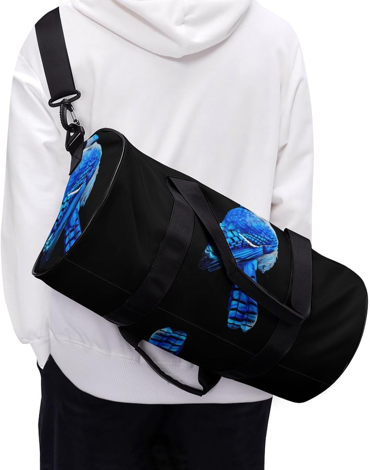 Blue Jay Bird Print Gym Sport Bag Travel Duffel Bags Weekender Carry on Tote Bags for Women Men