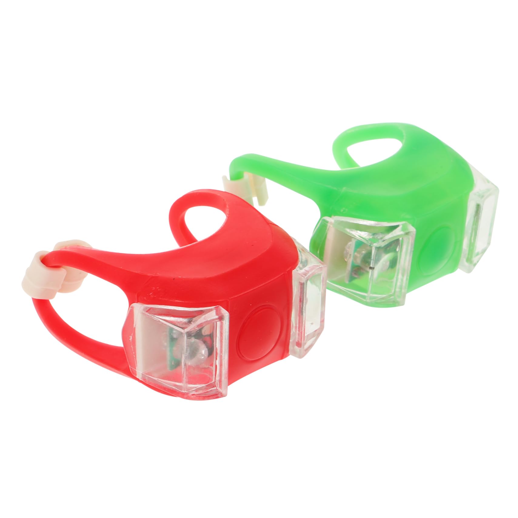 Happyyami 2Pcs Bike Light Set Bright Silicone Front and Rear Safety Lamps for Cycling Easy Install Bike Accessories Red Green