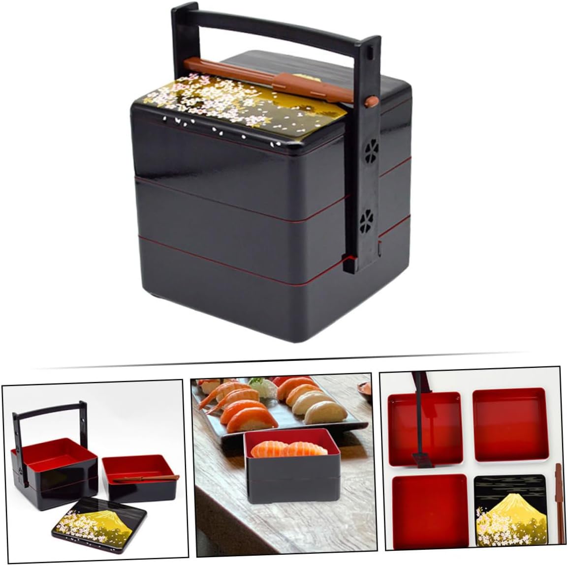 1set Japanese Three Sushi Box Material Sealed Food Container for Balanced Nutrition for Picnics and Lunches