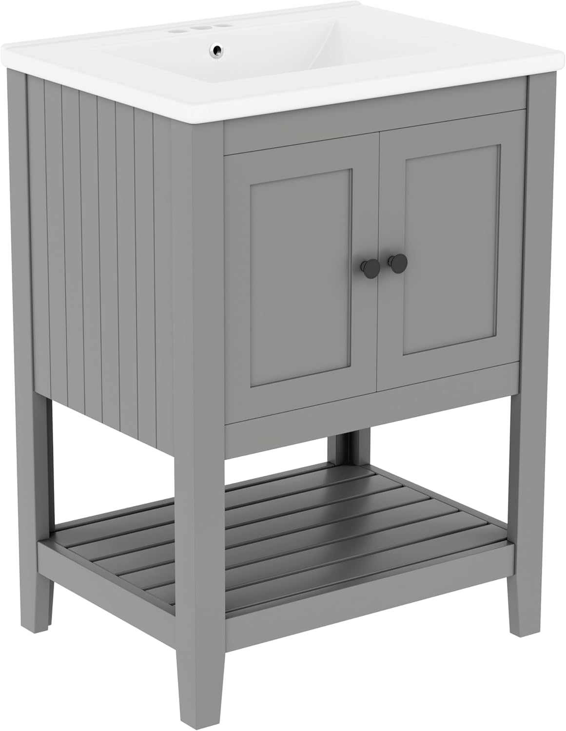 48" Bathroom Vanities with Undermount Sink, Storage Cabinet with Adjustable/Open Shelf, Modern Style, Soft-Closing Door, Grey