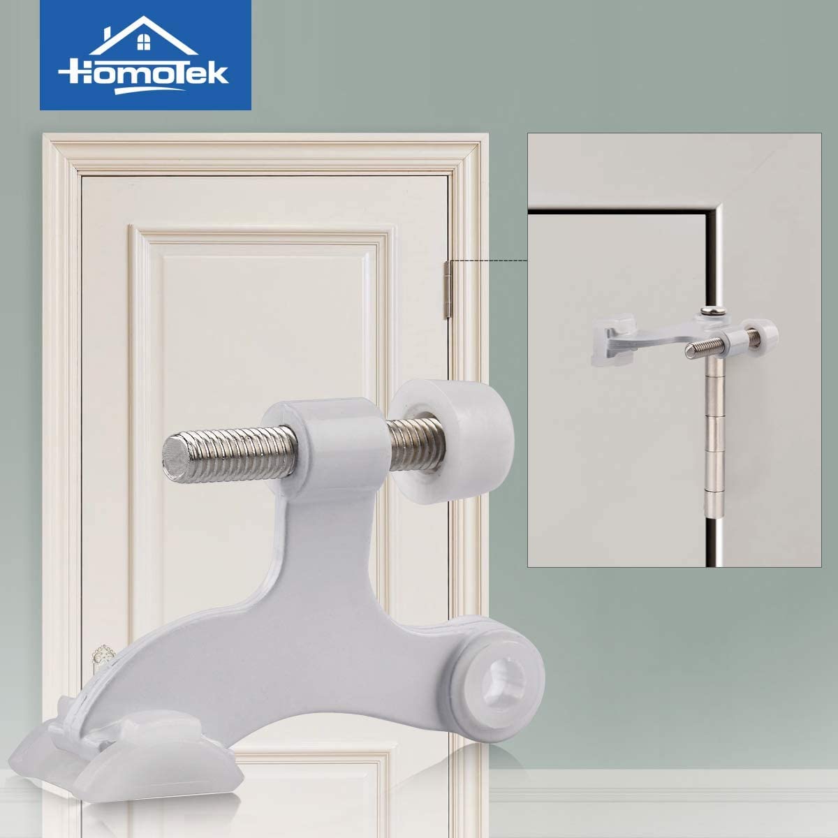 HOMOTEK Paquete de 48 topes de puerta blancos para bisagra, topes de puerta ajustables de lujo resistentes de 2-1/2 x 1-3/4 pulgadas, con puntas de parachoques de goma blanca