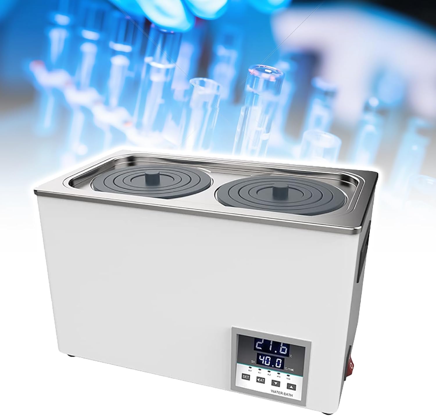 Digital Water Bath Lab, Thermostatic Water Bath Heater 1/2/4/6/8 Hole Stainless Steel Water Bath Pot with Anti-Dry Function, by for Food Heating Chemical Biological Experiment