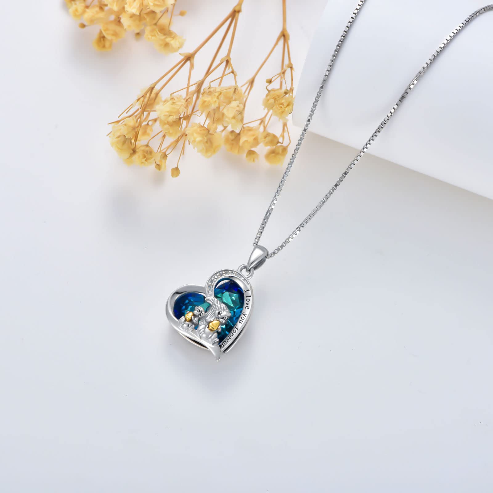 PROESS Collana con scoiattolo in argento Sterling 925, con cristalli, con ciondolo a forma di scoiattolo, idea regalo per donne e ragazze, Geeignet, Argento sterling, Nessuna pietra preziosa