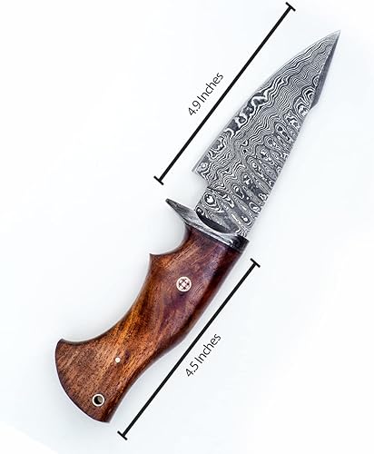 Miniatura 3 de LC - Cuchillo de caza de 10 pulgadas hecho a mano de Damasco y afilador de cuchillas, cuchillo de caza con vaina, cuchillo de supervivencia con