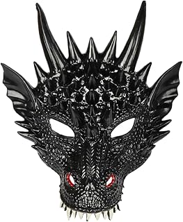 Gogogmee Máscara De Dia Das Bruxas Máscara De Dragão Máscara De Fantasias Para Adultos Fantasias Infantis Pu Preto De Dragão De Halloween Máscara De Dragão Máscara De Máscara De
