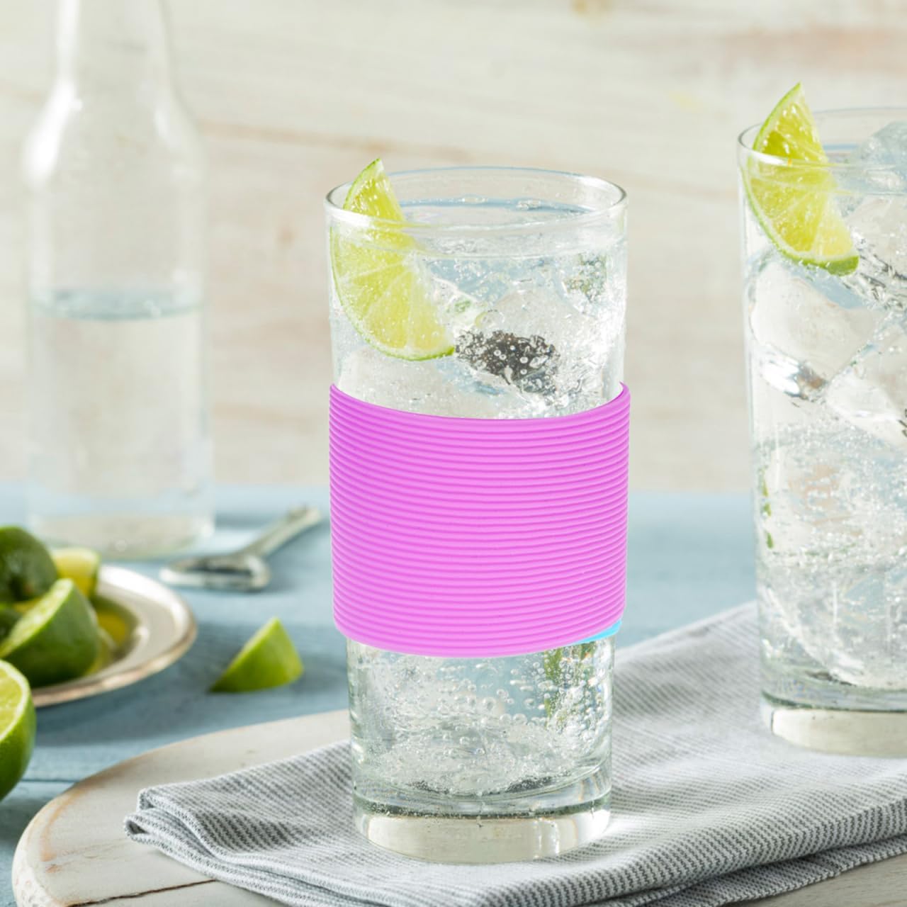 5Pcs Silicone Bottle Sleeve Protective Silicone for Glass Cups Nonslip Insulated Band for Water Bottles Band in Assorted Colors