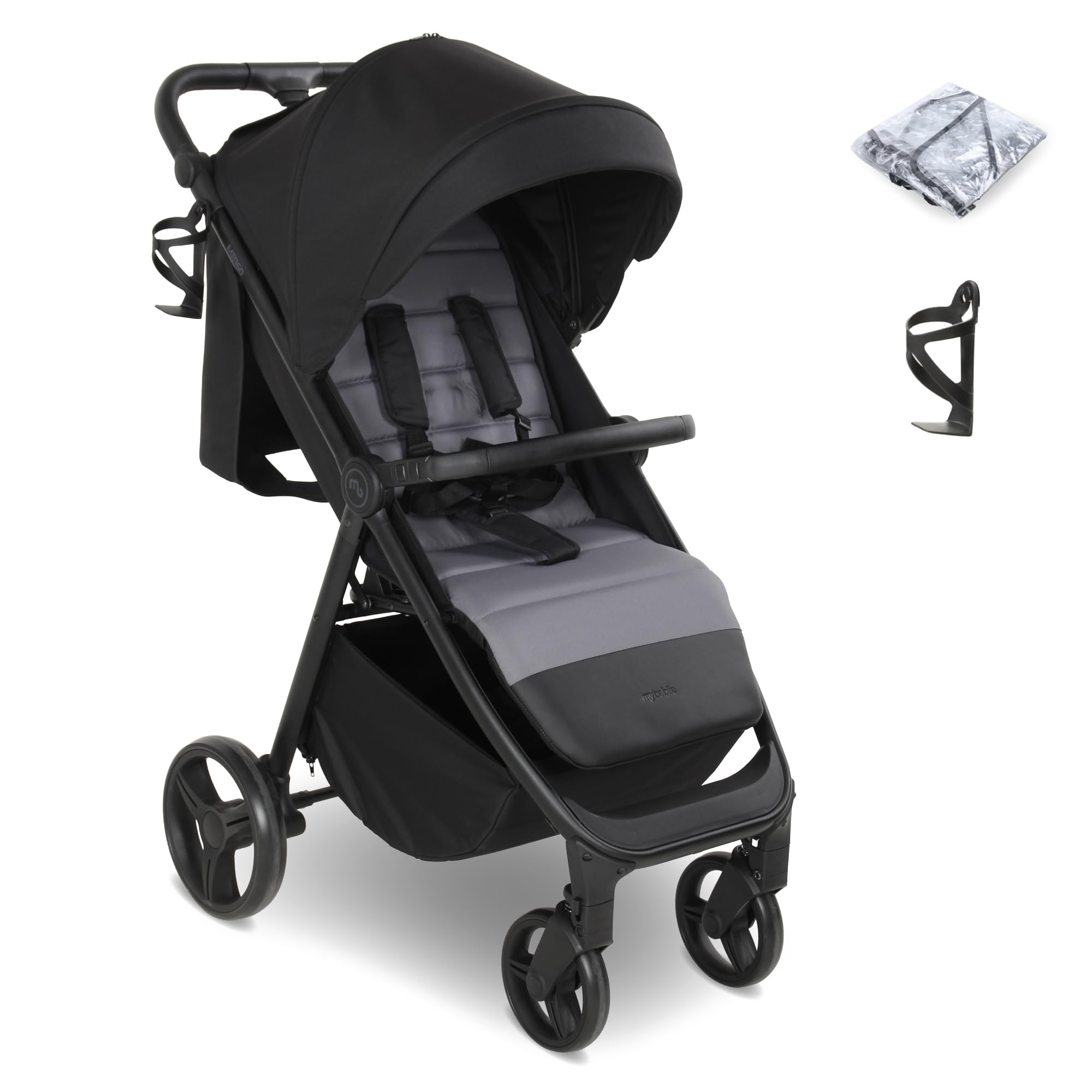 My Babiie MB160 Pushchair from Birth to 4 Years (22kg) – Black & Grey