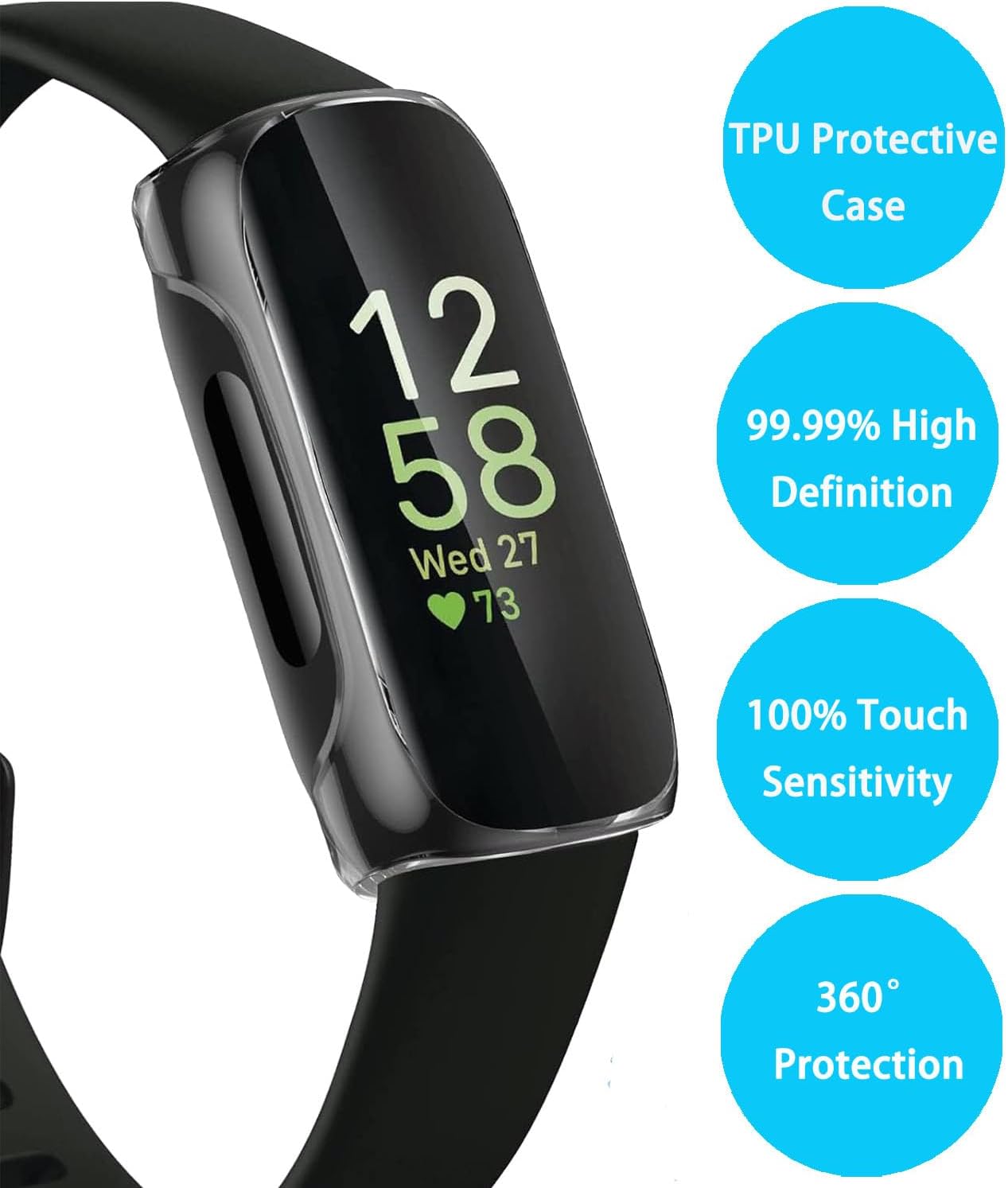 4 Pack TPU Case for Fitbit Inspire 3 Screen Protector, Rugged Bumper Cover Full Around Protective Compatible with Fitbit Inspire 3 Smartwatch (Clear/Clear/Clear/Clear)