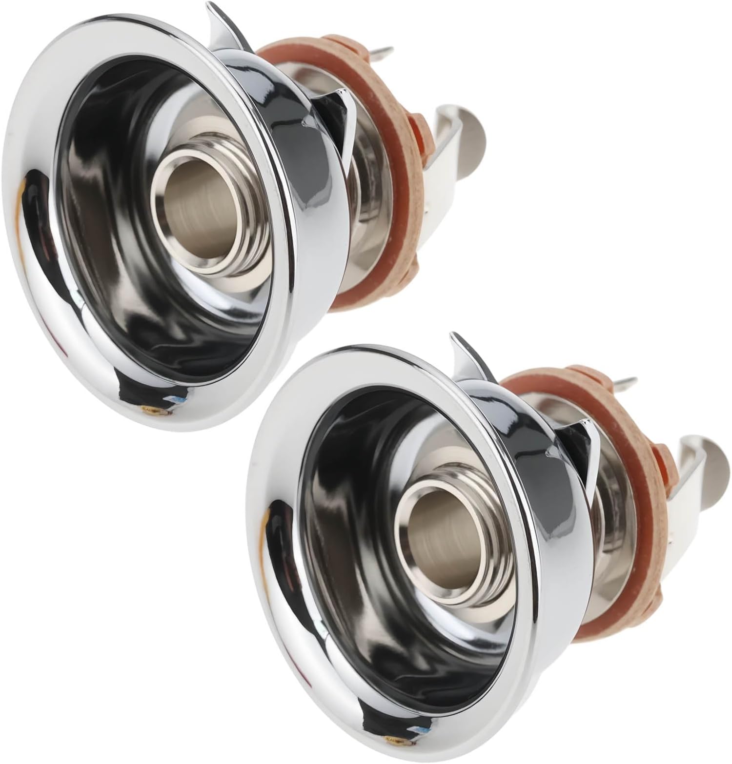 2Pcs Guitar Recessed Cup Jack Plate Input Output Socket Compatible with Fender Telecaster 9.3x27.5mm Silver